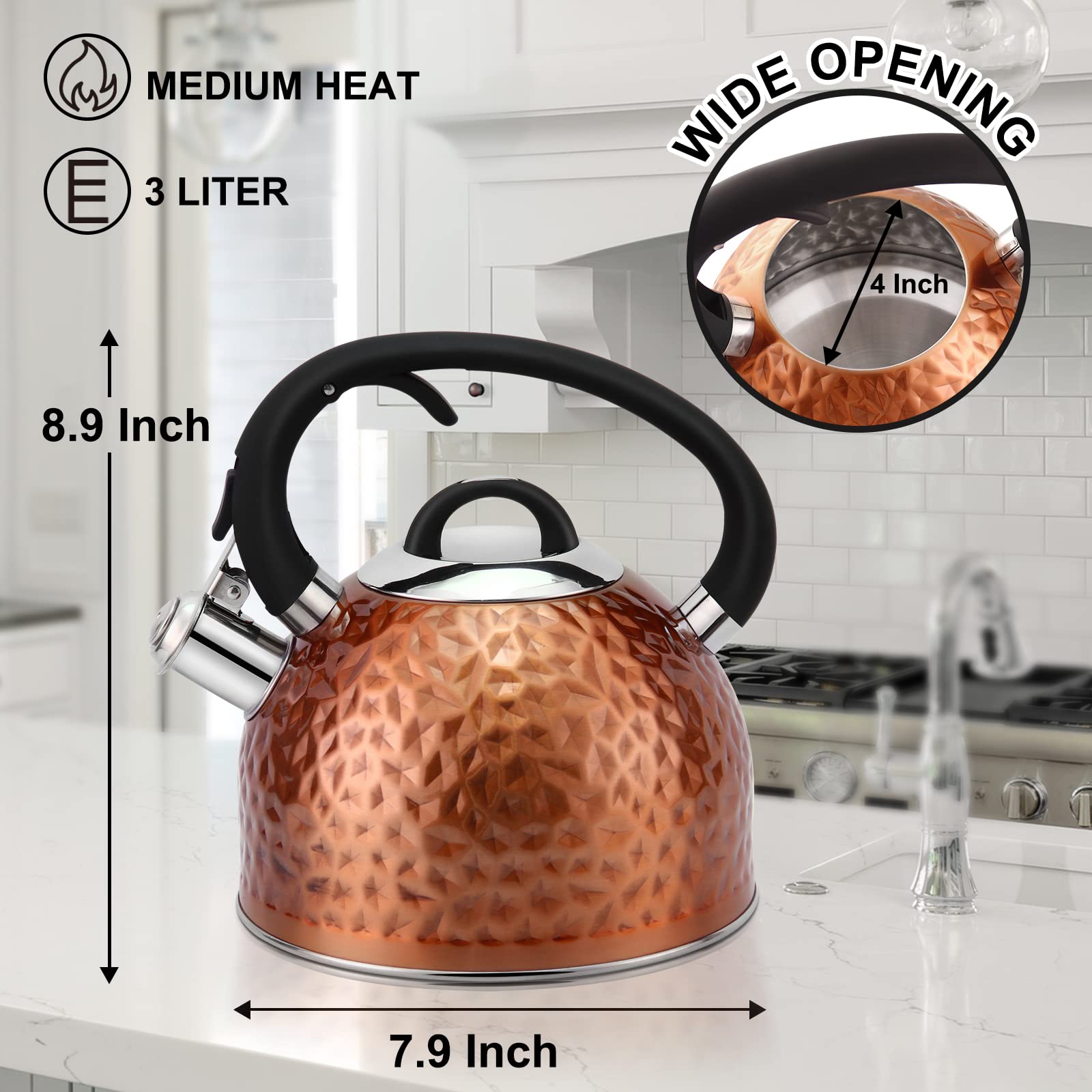 HRHongRui kettle handle-button for safe, effortless pouring