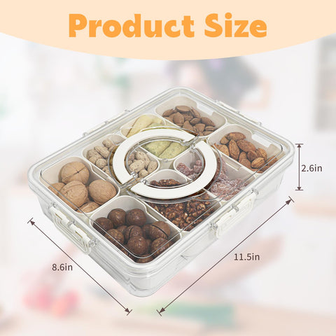 HRXFOZ eight-compartment snack box keeps fruits, nuts, and treats neatly separated