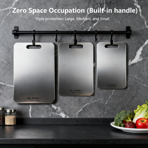 HSAND titanium cutting board knife-friendly surface protects blades during use.