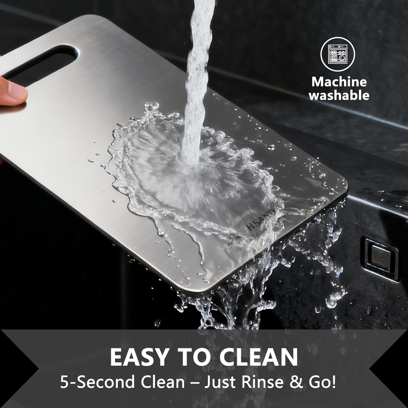 HSAND titanium cutting board odor-resistant surface keeps flavors neutral.