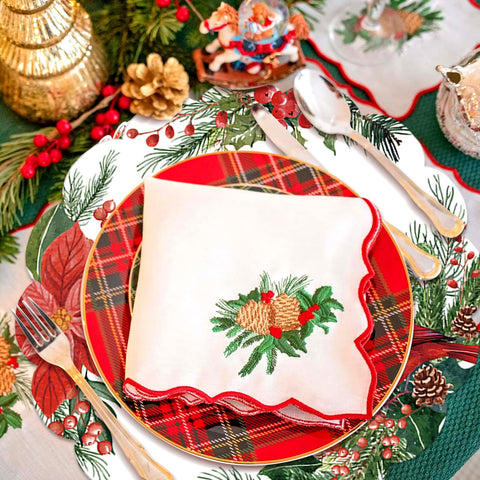 HSDSH pine-cones-needles placemat anchors rustic winter table decorations and easy cleanup.