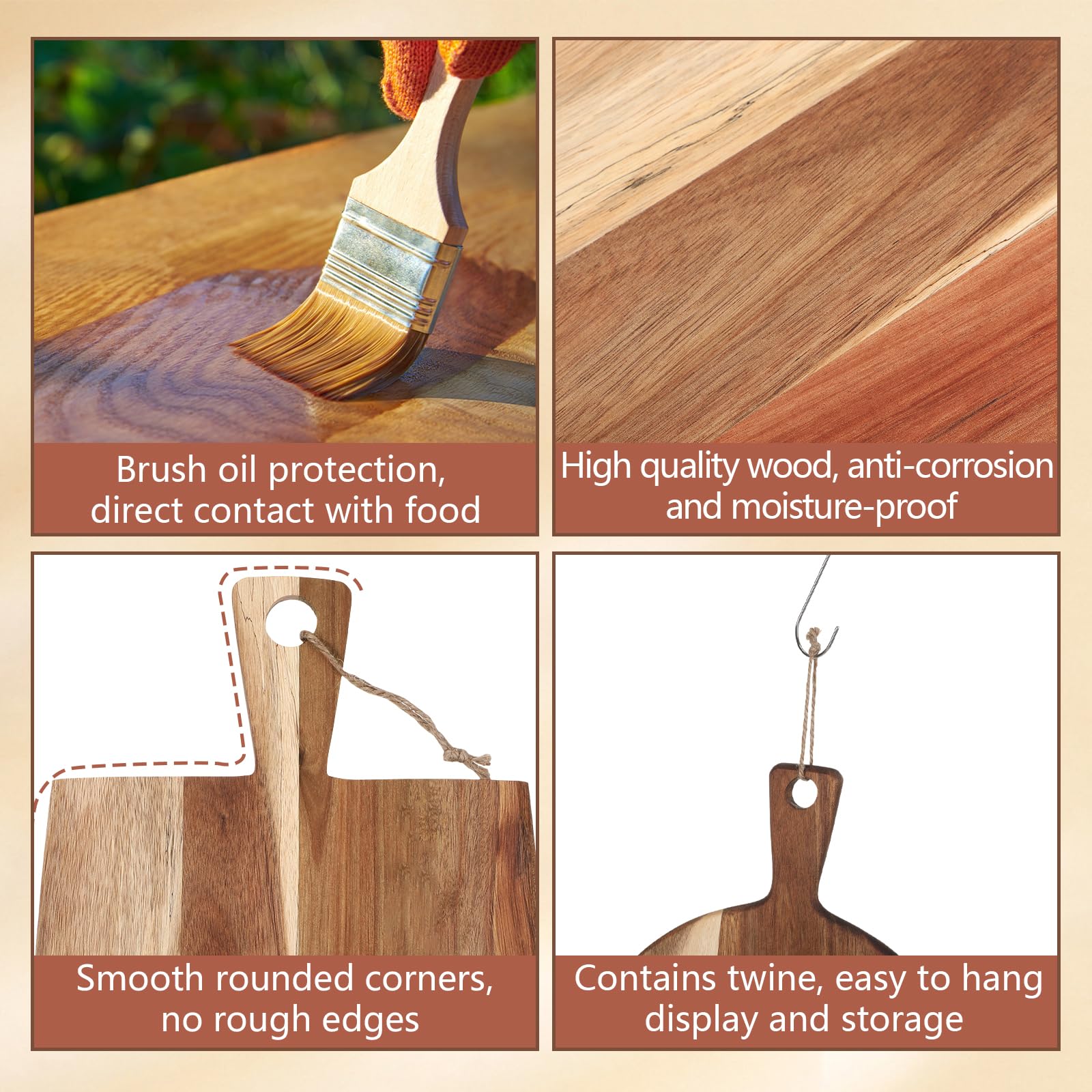 Hsei cheese and bread serving board enhances table style and easy carry.