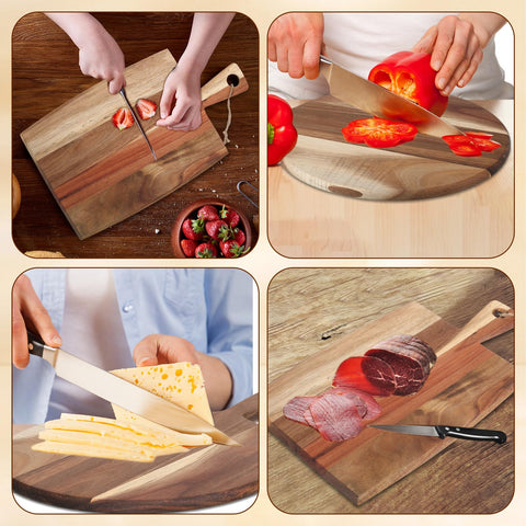 Hsei wooden carving board with a robust surface for slicing and platters.
