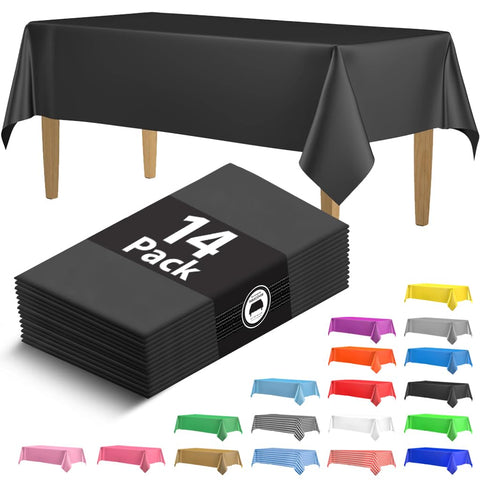 HSGUS 14-pack black 54x108 tablecloths ready to transform rectangular tables for parties