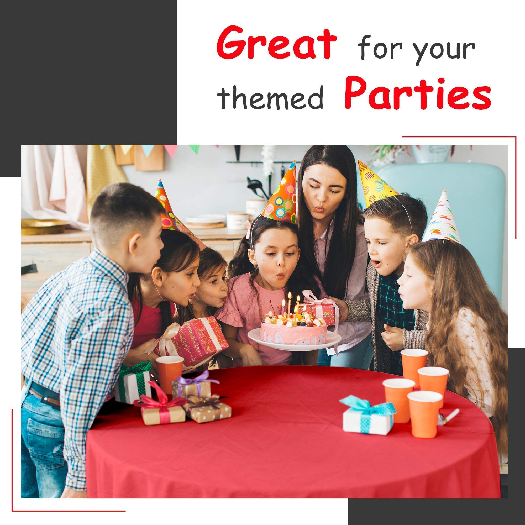 HSGUS red rectangle tablecloth on a banquet table, waterproof protection during meals.