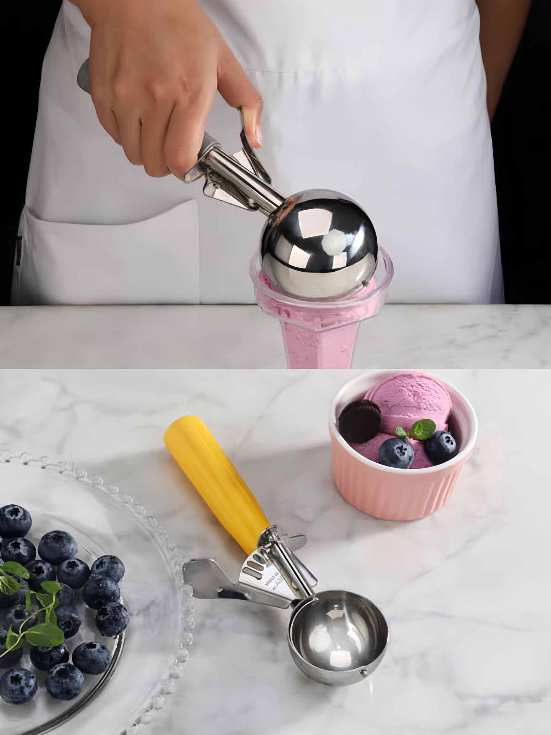 HSHQING half cup batter scoop ideal for cupcakes and pizza dough.