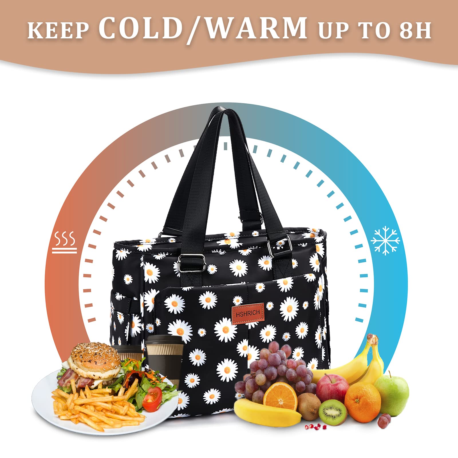 HSHRICH 12L capacity holds multiple lunch containers for work or picnics
