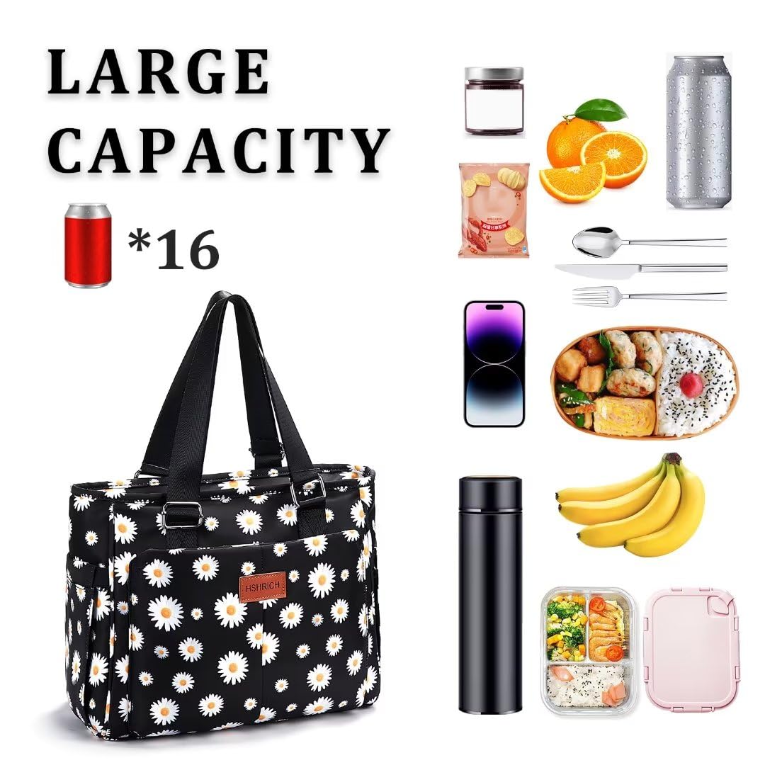 HSHRICH lunch bag side pockets organize utensils and bottles on the go