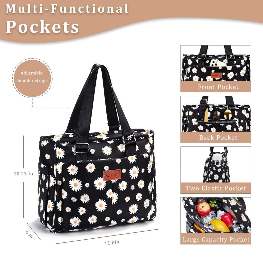 HSHRICH insulated lunch bag side pocket keeps utensils and snacks within reach