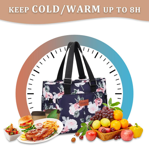 HSHRICH large Peony lunch bag capacity display with multiple containers