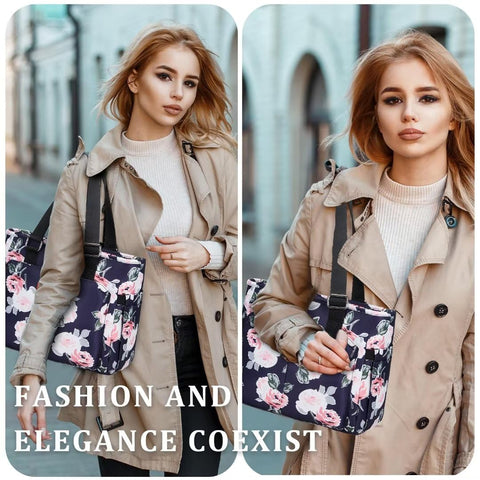 HSHRICH large Peony lunch bag durable Oxford fabric resisting wear