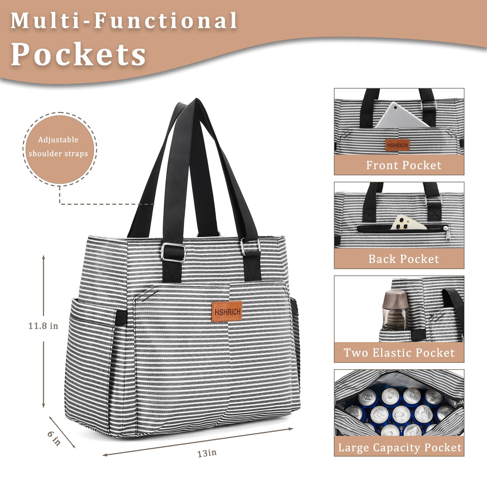 HSHRICH lunch bag side pocket detail with bottle and utensil storage