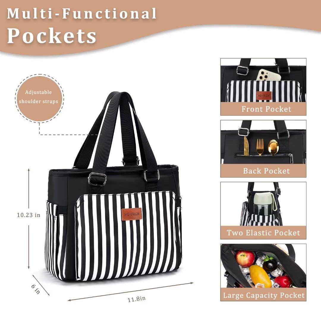 HSHRICH lunch bag side pockets shown, great for organizing utensils and small items