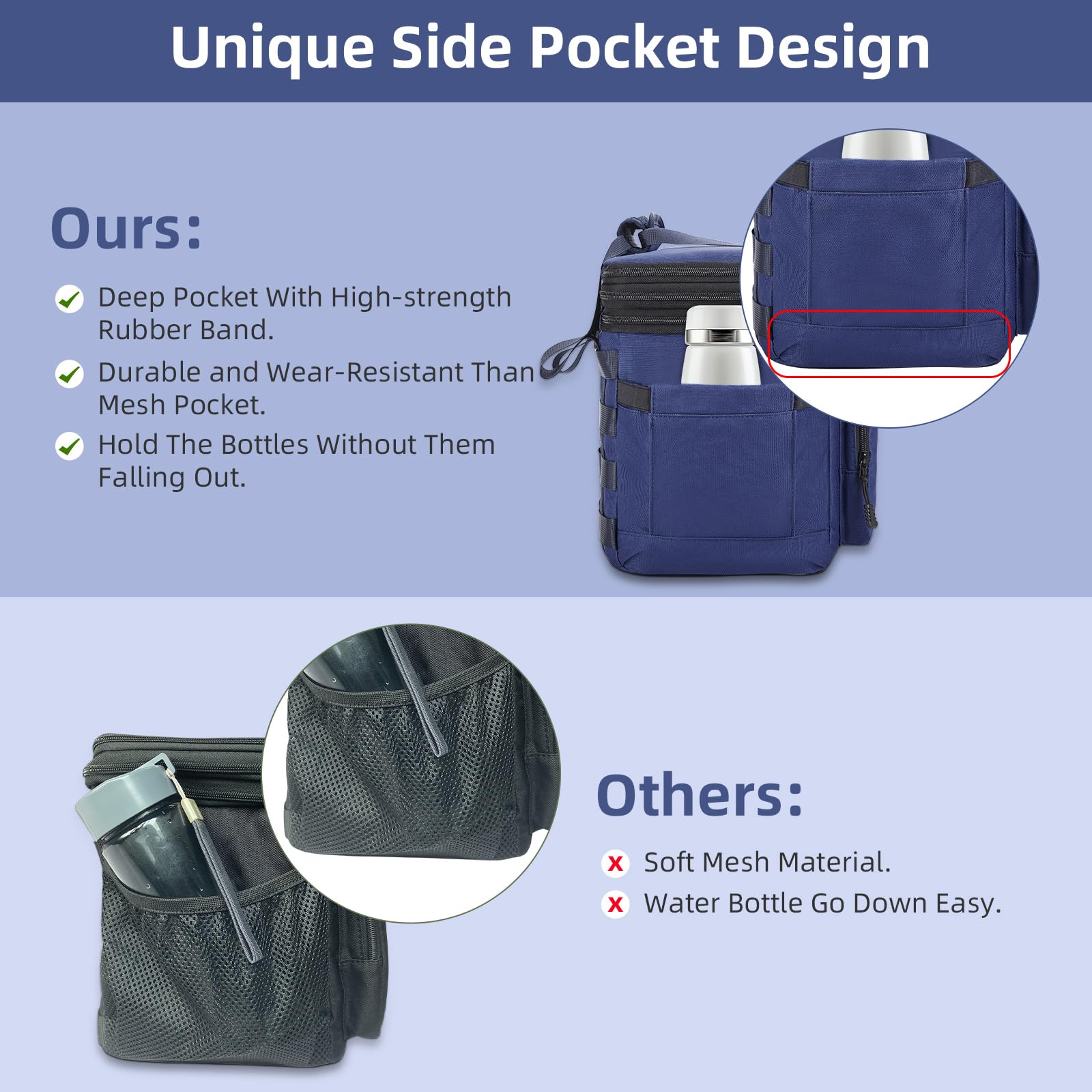 HSHRISH 24-can capacity lunch bag in blue, great for group meals.