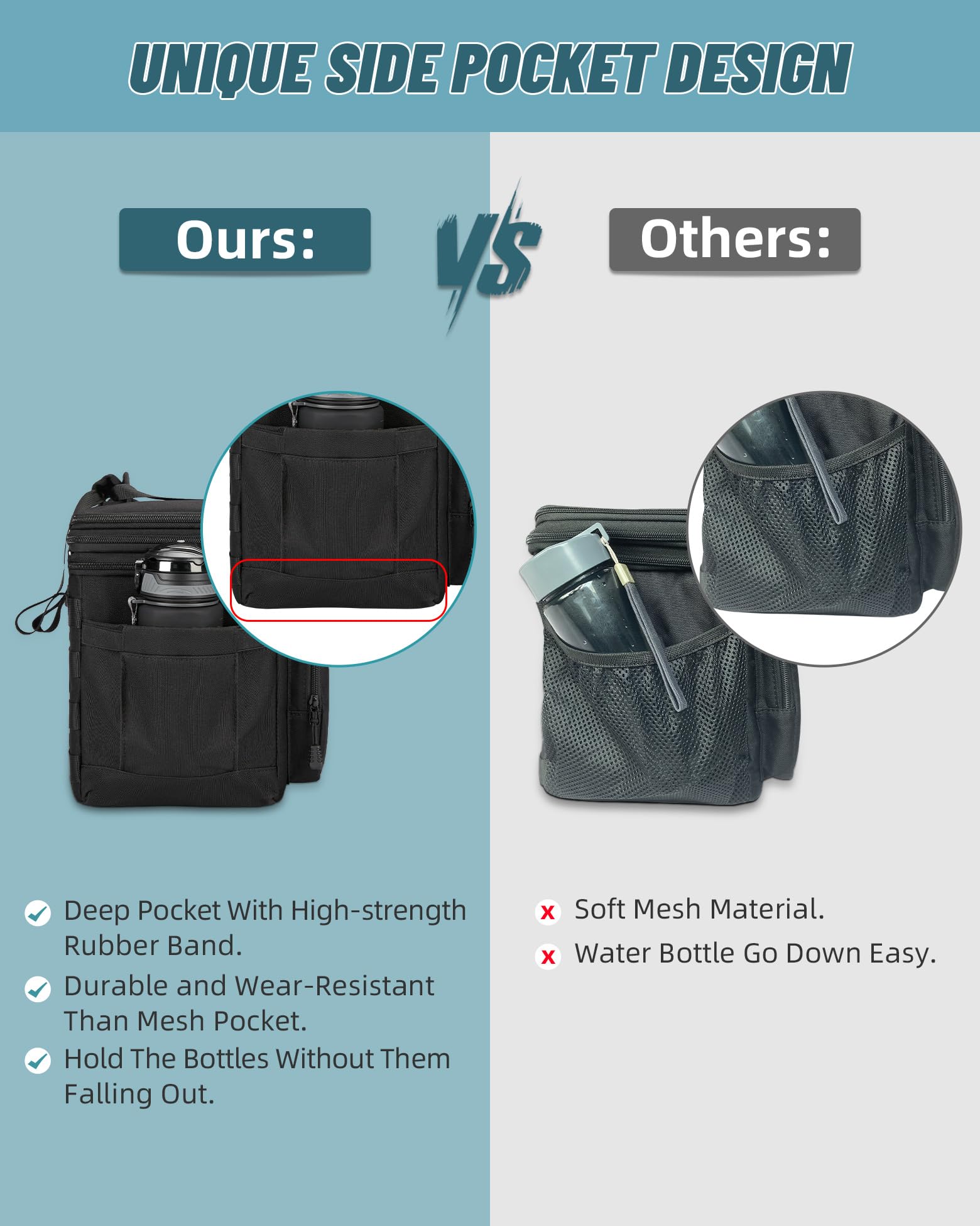 HSHRISH lunch bag front and side pockets organize utensils and bottles