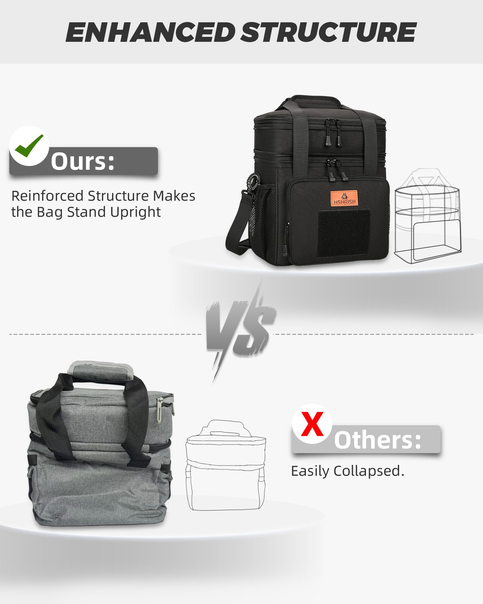HSHRISH tactical cooler bag with patch design for personalization.
