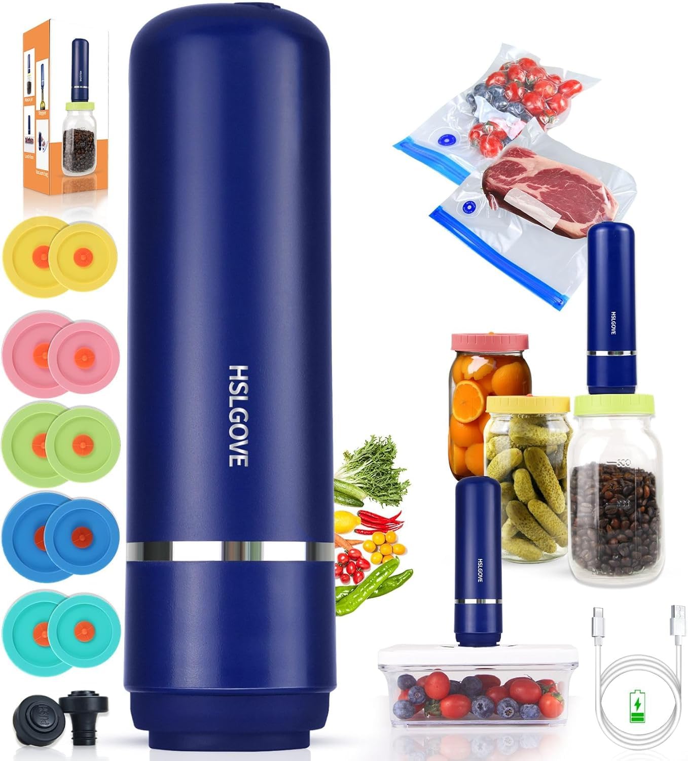 HSLGOVE vacuum sealer kit with jar sealer for fresh meal prep