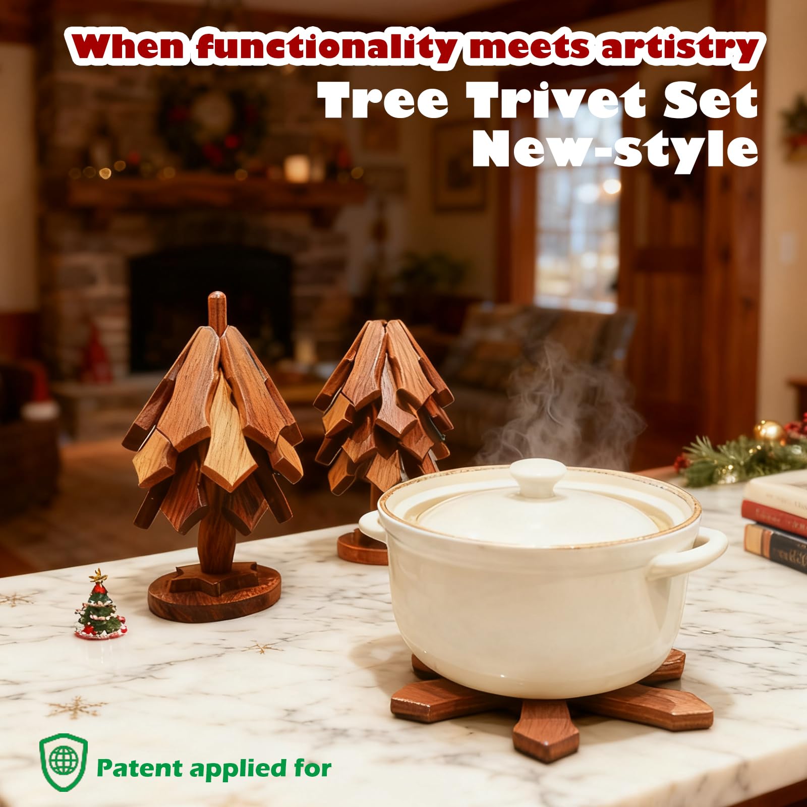 Hsmanchry snowflake design expands to shield countertops from hot pots.