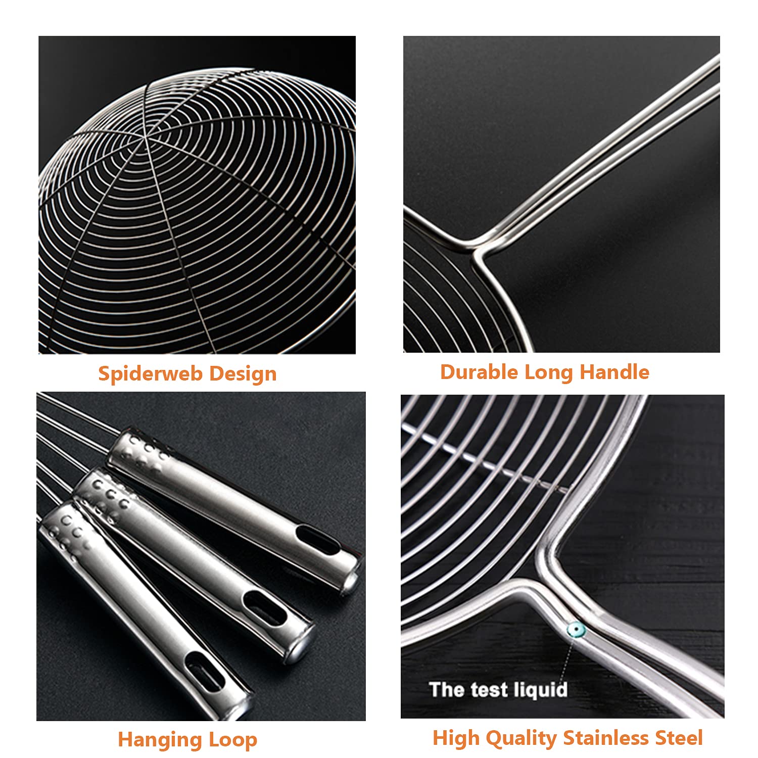 HSpiow spider strainer 6-3 inch, deep scoop for frying batches.