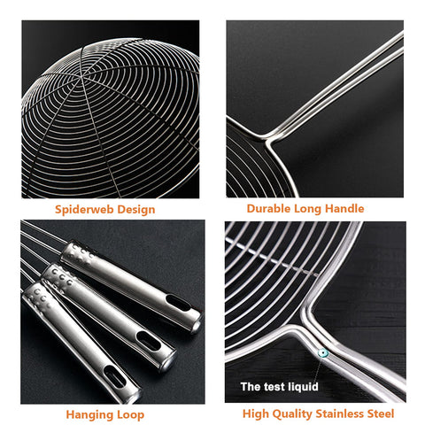 HSpiow spider strainer 6-3 inch, deep scoop for frying batches.