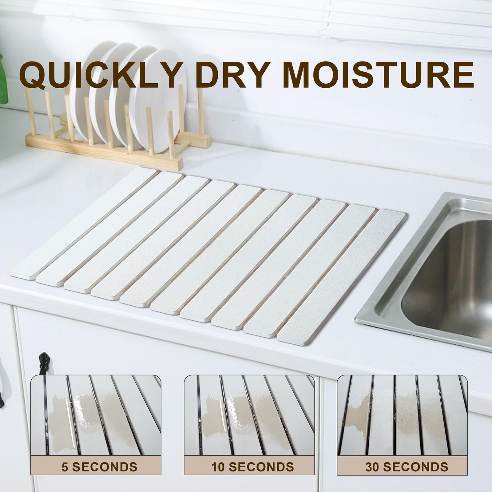 HSPROACC stone drying mat texture highlights rapid water absorption
