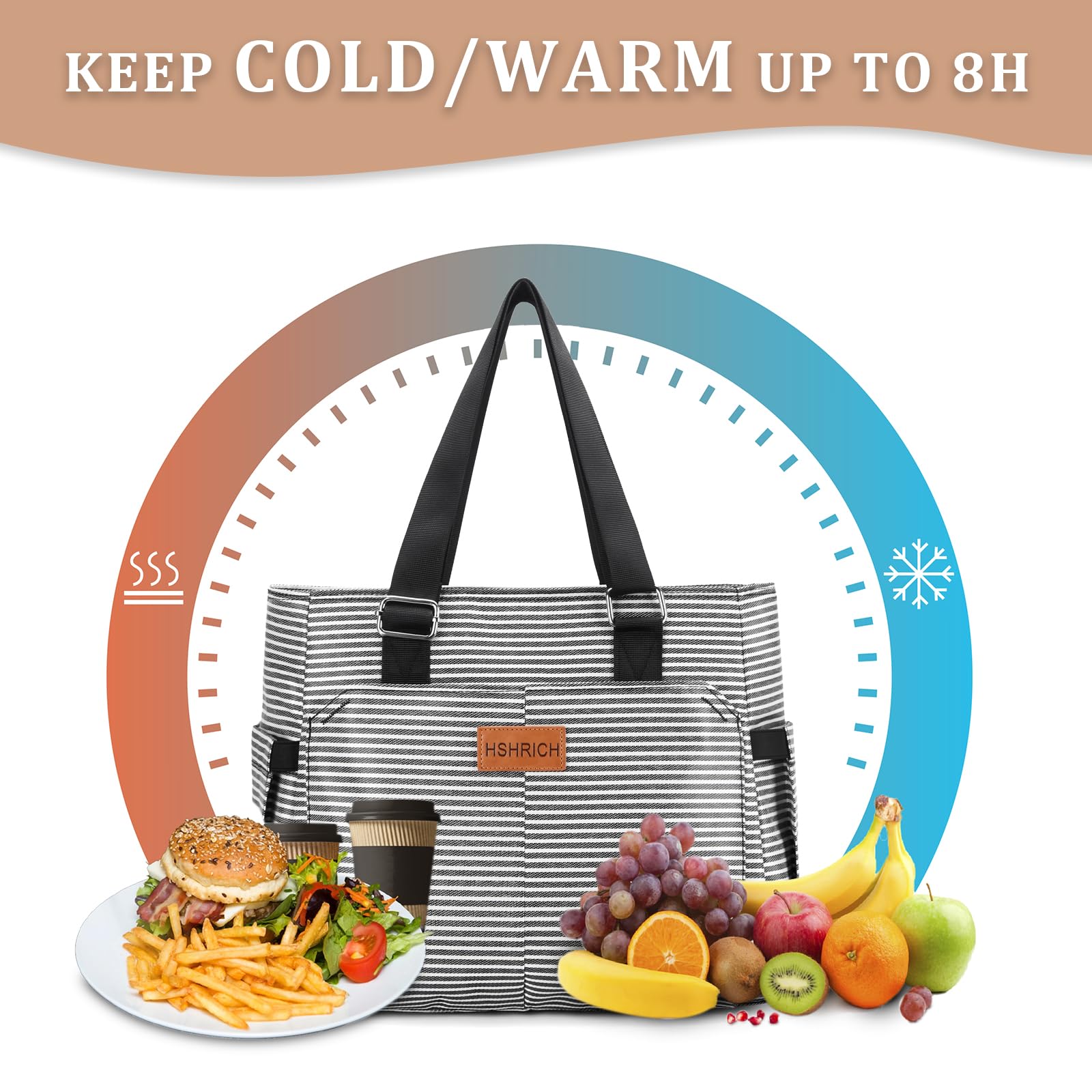 HSHRICH durable oxford fabric lunch bag resists wear and cleans easily.