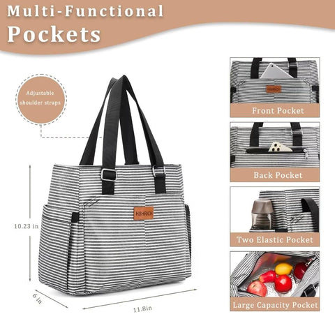 HSHRICH lunch tote with top handle, easy to carry during errands and commutes.
