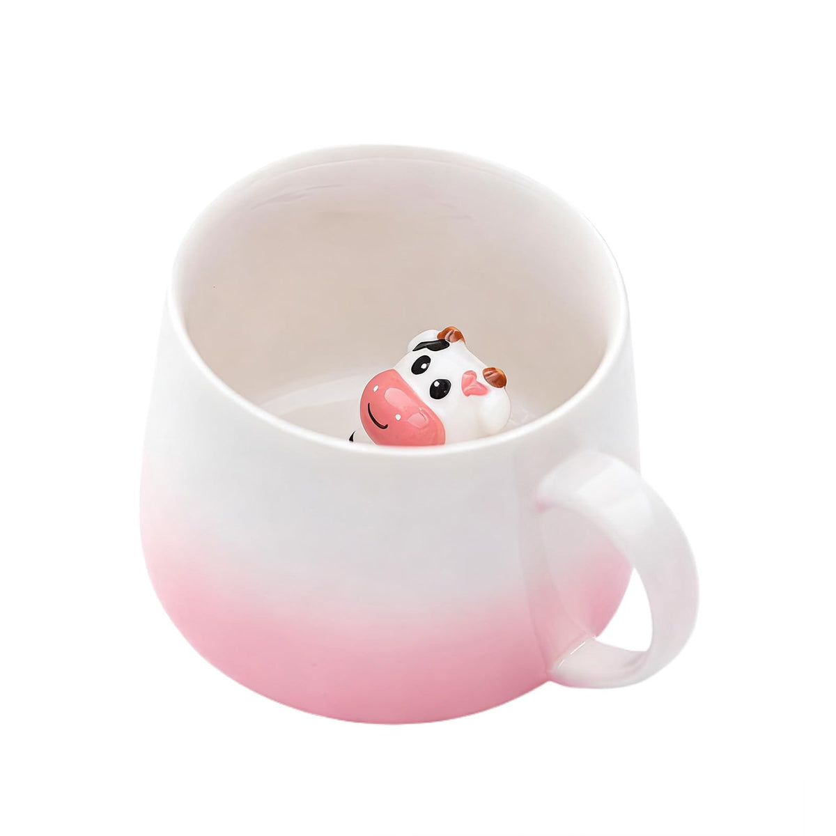 HS&ROXIN pink cow mug with inside 3D figure for cozy mornings