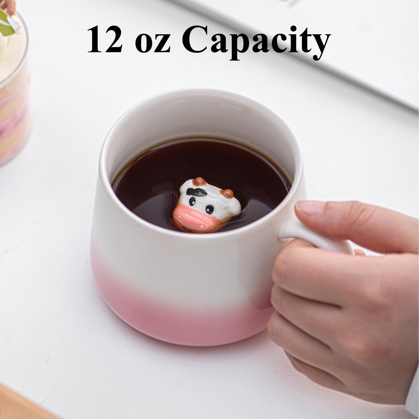 HS&ROXIN pink cow mug on dining table for everyday use