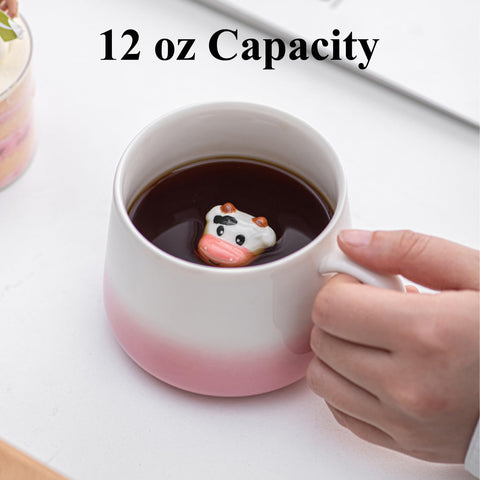 HS&ROXIN pink cow mug on dining table for everyday use