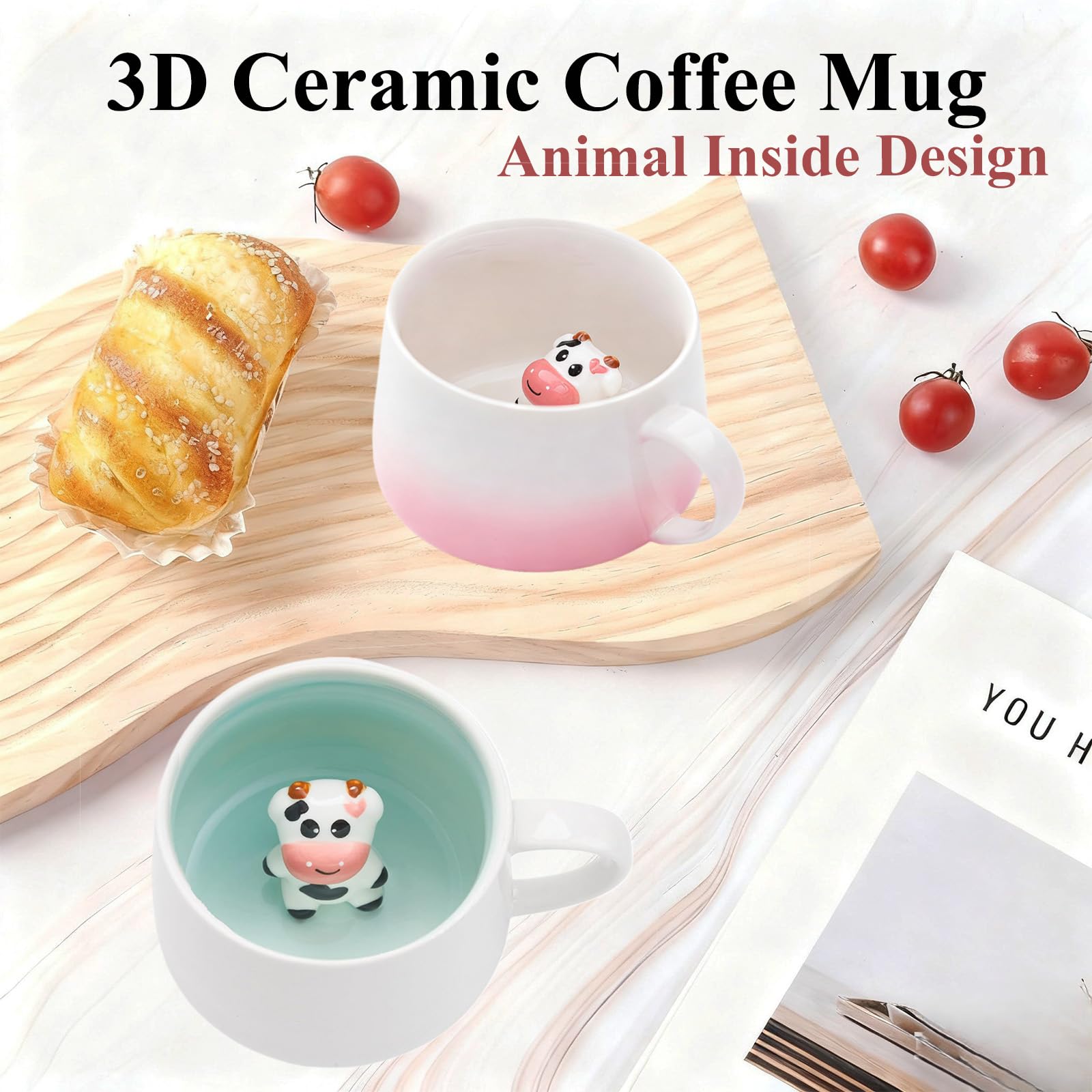 HS&ROXIN pink cow mug gift-ready for holidays or birthdays