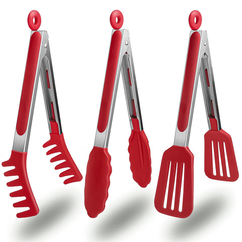 HST 3 Pack 9-inch classic tong with silicone tip for safe cookware.