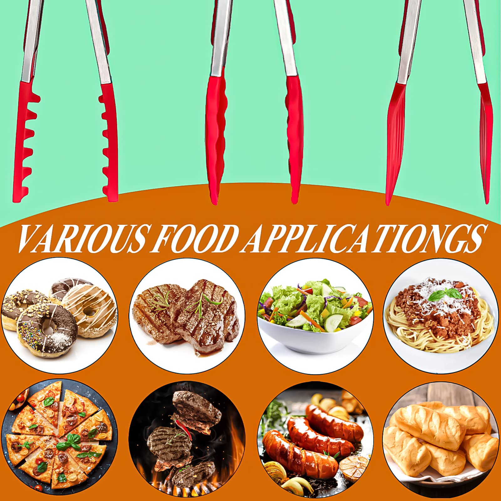 HST 3 Pack 9-inch pasta tong ideal for tossing pasta safely.