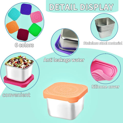 HTEVW leak-proof lids on stainless containers prevent spills during travel