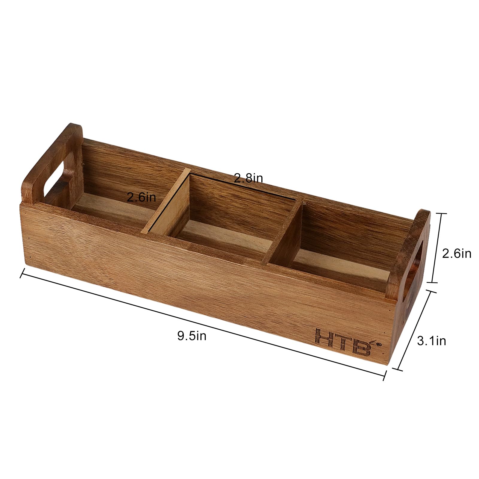 HTB acacia wood tea caddy with handle, easy to transport around the kitchen.