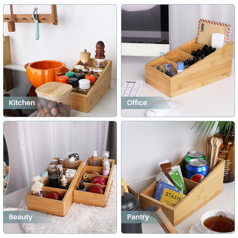 HTB bamboo pantry organizer compact two-pack for small spaces