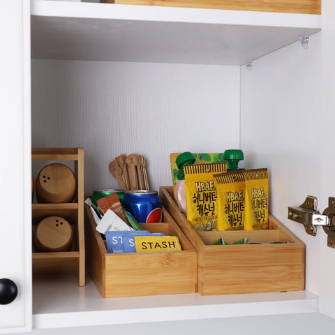 HTB bamboo pantry organizer with sloped design for visible contents