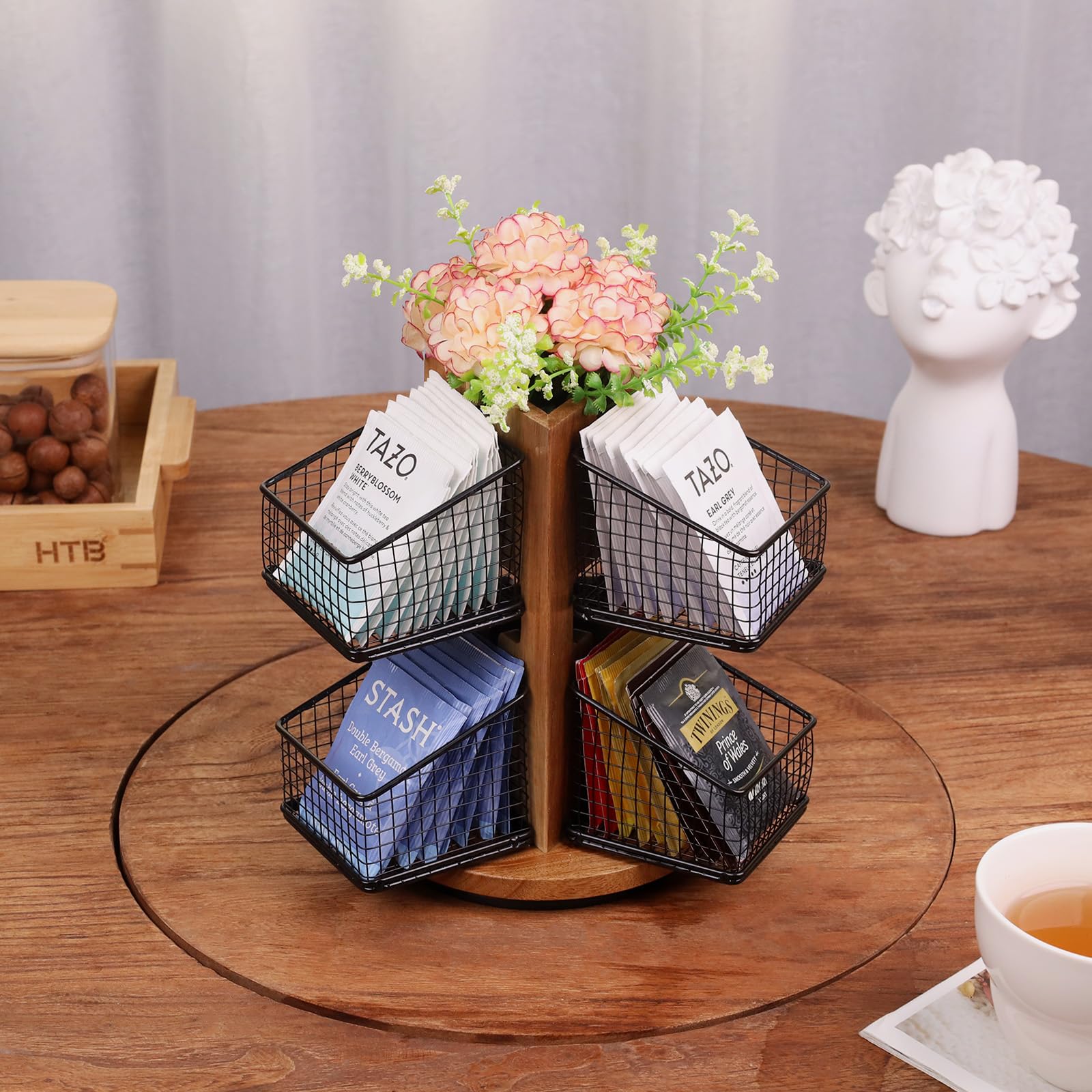 HTB Acacia wood base provides stable, stylish counter display