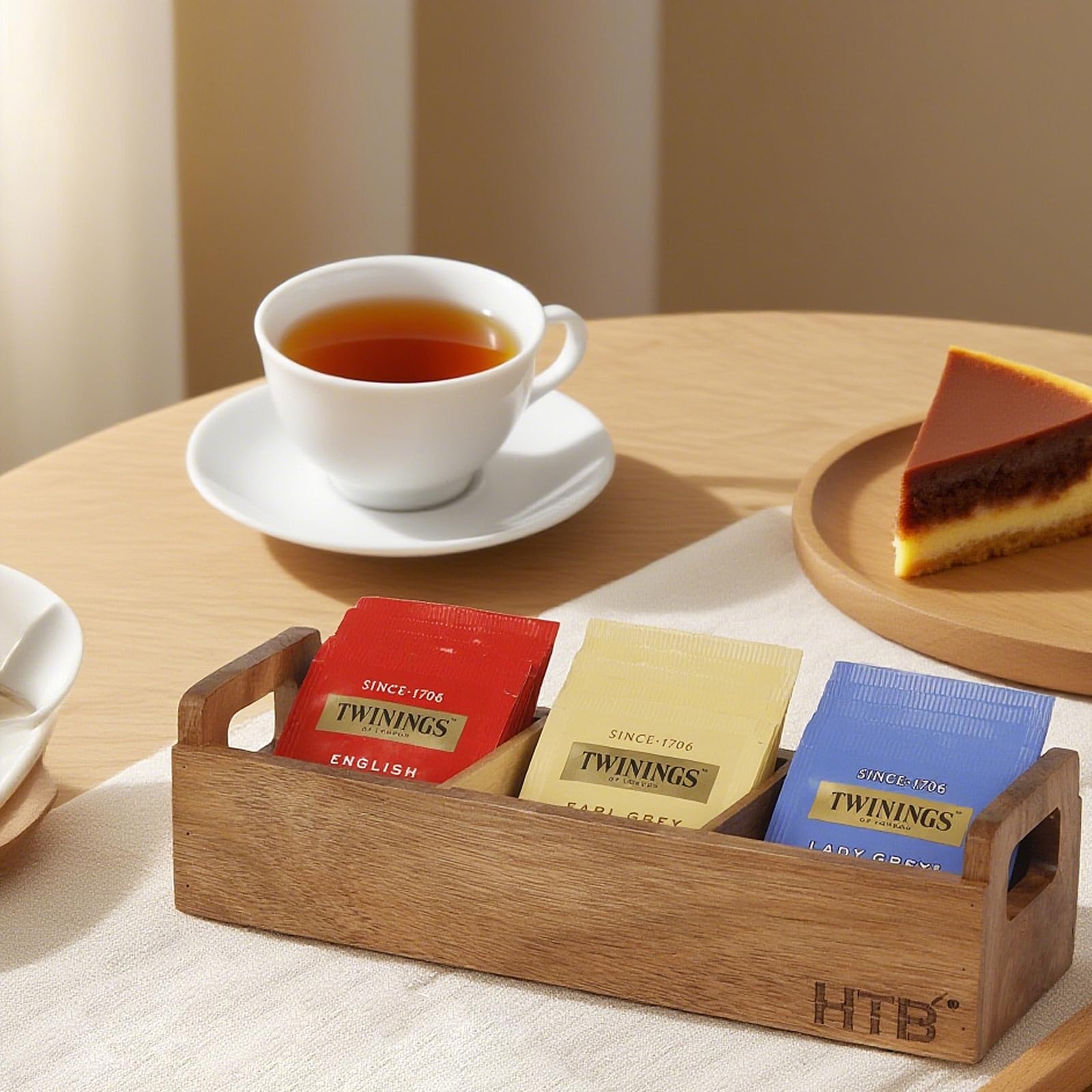 HTB countertop kitchen organizer keeps beverage supplies neatly arranged.