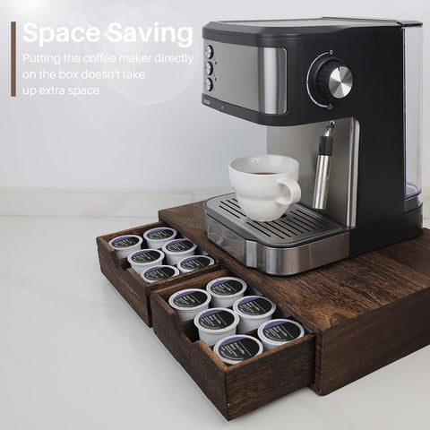 HTB K Cup Holder front view showcasing large pod capacity and accessible drawer.