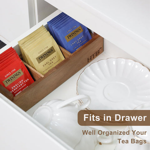 HTB small compact tea bag storage fits in drawers and shelves.