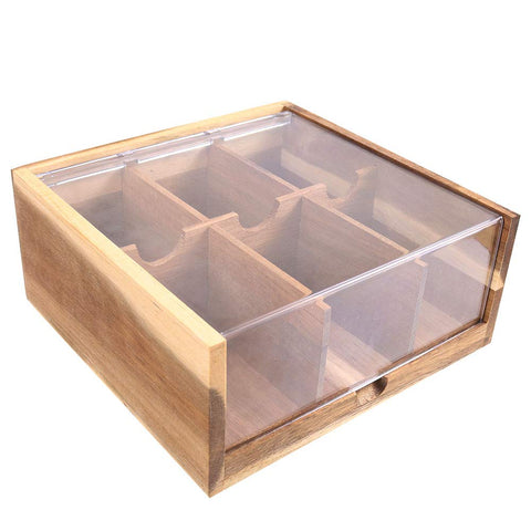HTB tea bag storage with six compartments for neat variety organization.