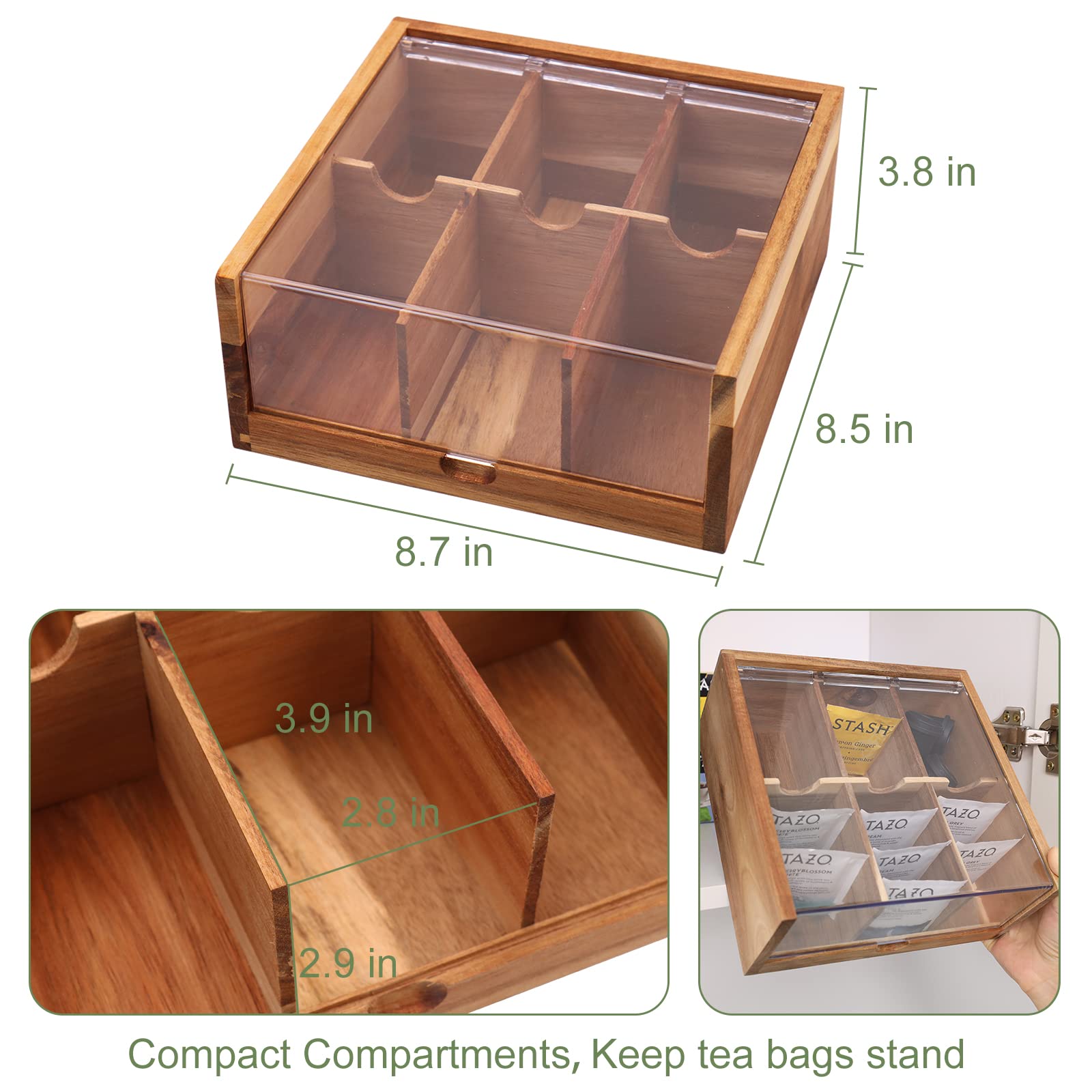 HTB tea bags at a glance thanks to the transparent lid.