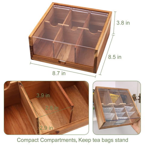 HTB tea bags at a glance thanks to the transparent lid.