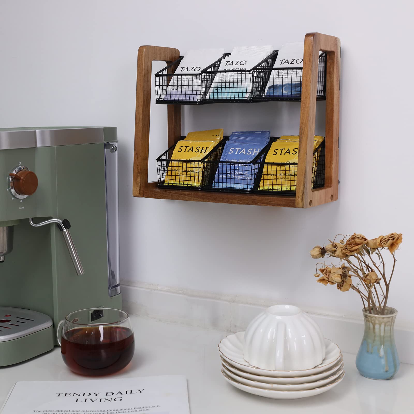 HTB tea storage stand ideal for countertops or cabinets.