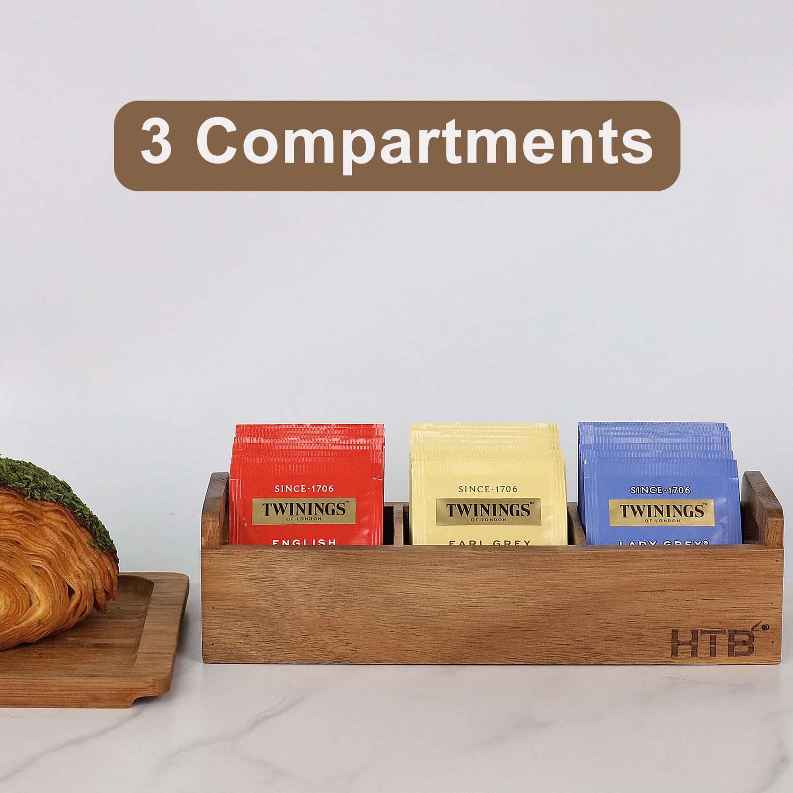 HTB tea sugar packets organizer keeps essentials in easy reach.