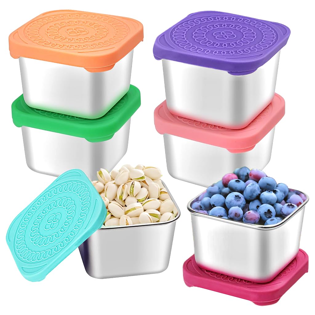 HTEVW 6oz stainless steel snack containers for kids, compact and easy to carry