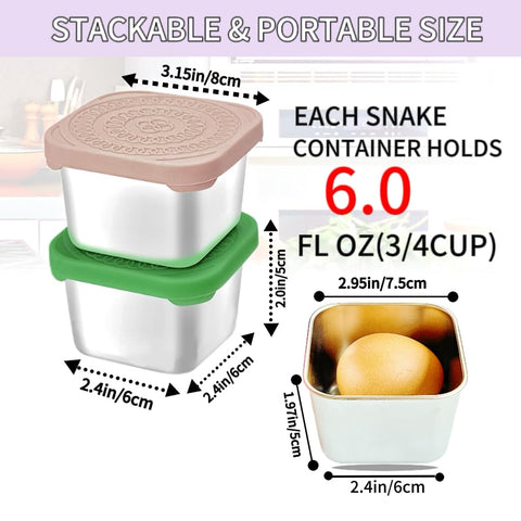 HTEVW stackable kids snack containers, portable for daycare or school.