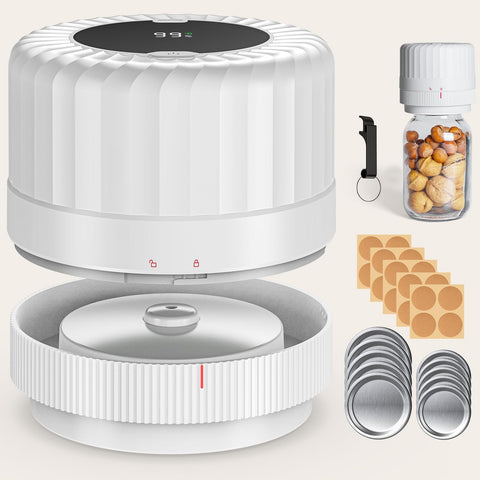 HTPOW fully automatic mason jar vacuum sealer in action, preserving freshness quickly.