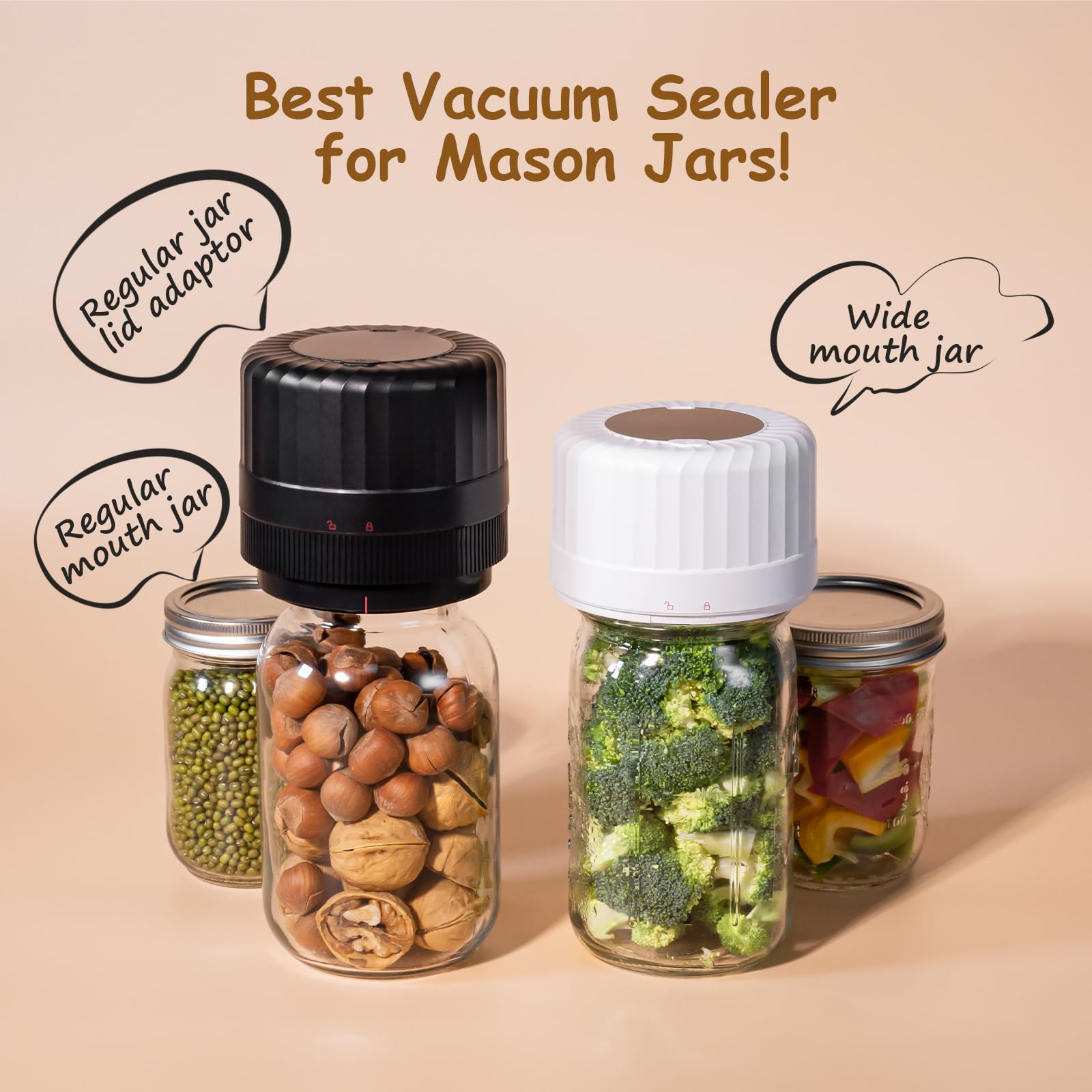 HTPOW regular-mouth lid adapter enables versatile sealing on standard jars.